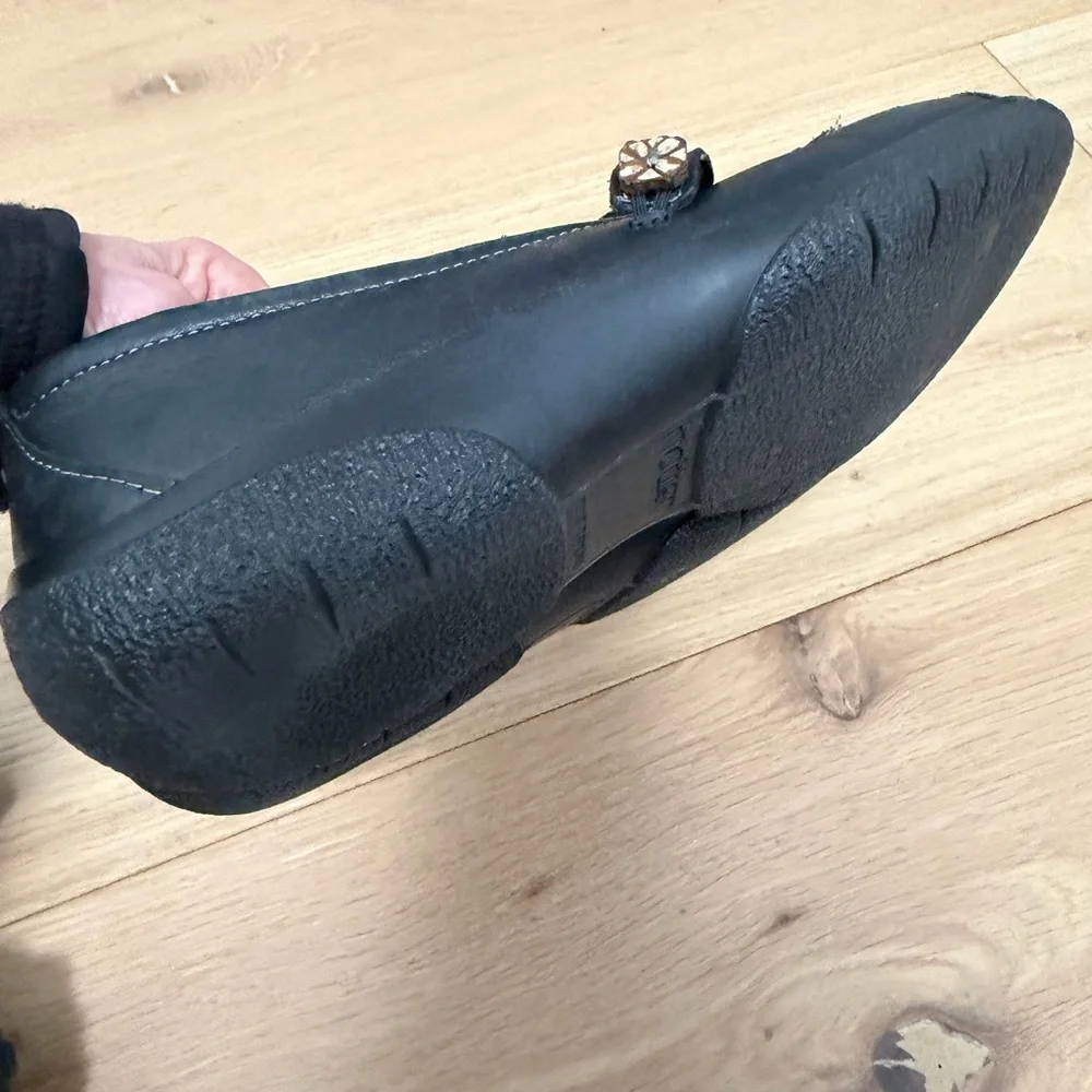 Hotter Black Leather Flats with Cutout Design UK 5 = US 7